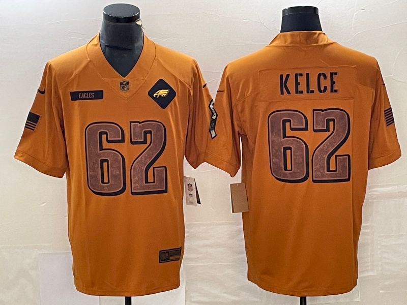 Men Philadelphia Eagles #62 Kelce brown Nike 2023 Salute To Service Limited NFL Jersey